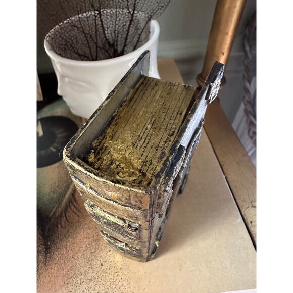 Vintage Gold Gilt Book-Shaped Trinket Box paper mache miniature ornate 4.5x3” - Picture 14 of 16